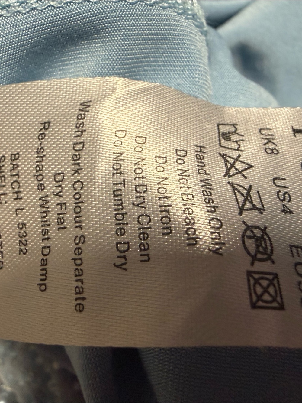 Oh Polly Light Blue Pearl Cowl Neck Beaded Mini Dress Size 4 - Picture 6 of 6